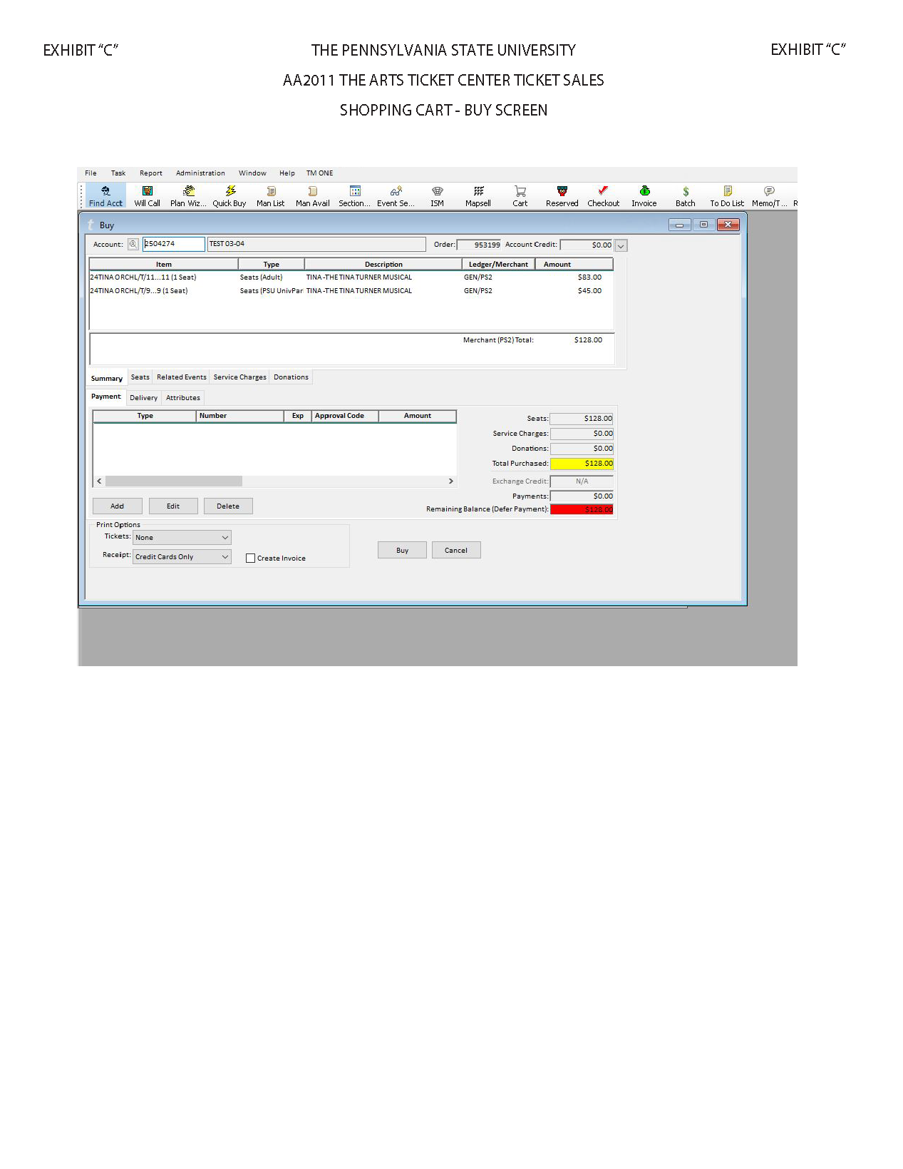 Image of Exhibit C - Shopping Cart - Buy Screen