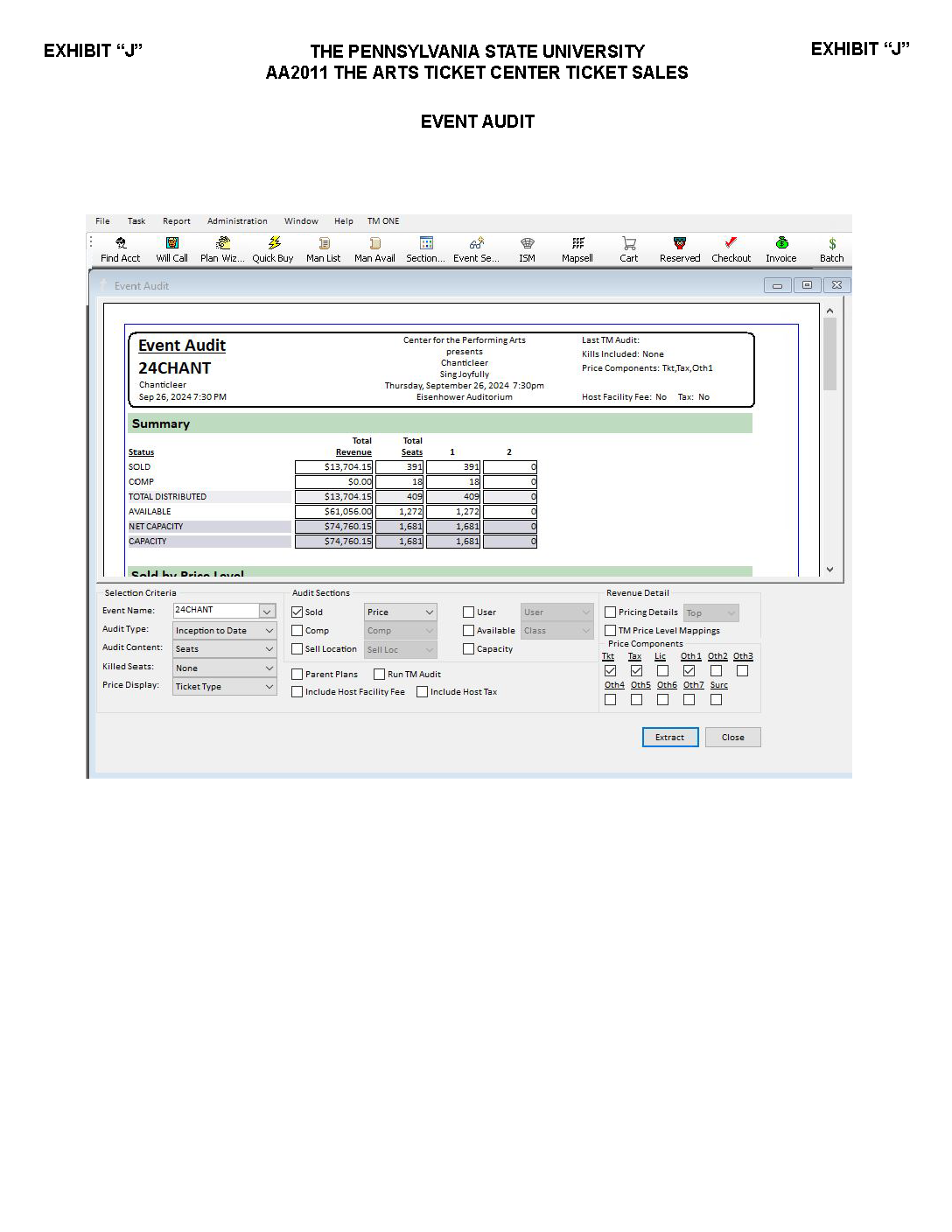 Image of Exhibit J - Event Audit