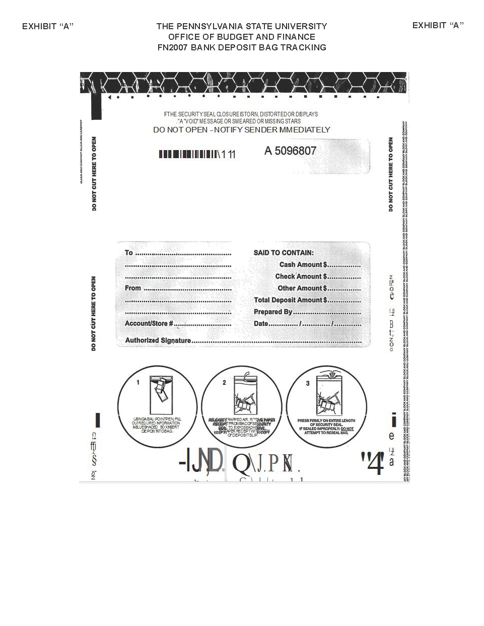 Image of Exhibit A - Bank Deposit Bag