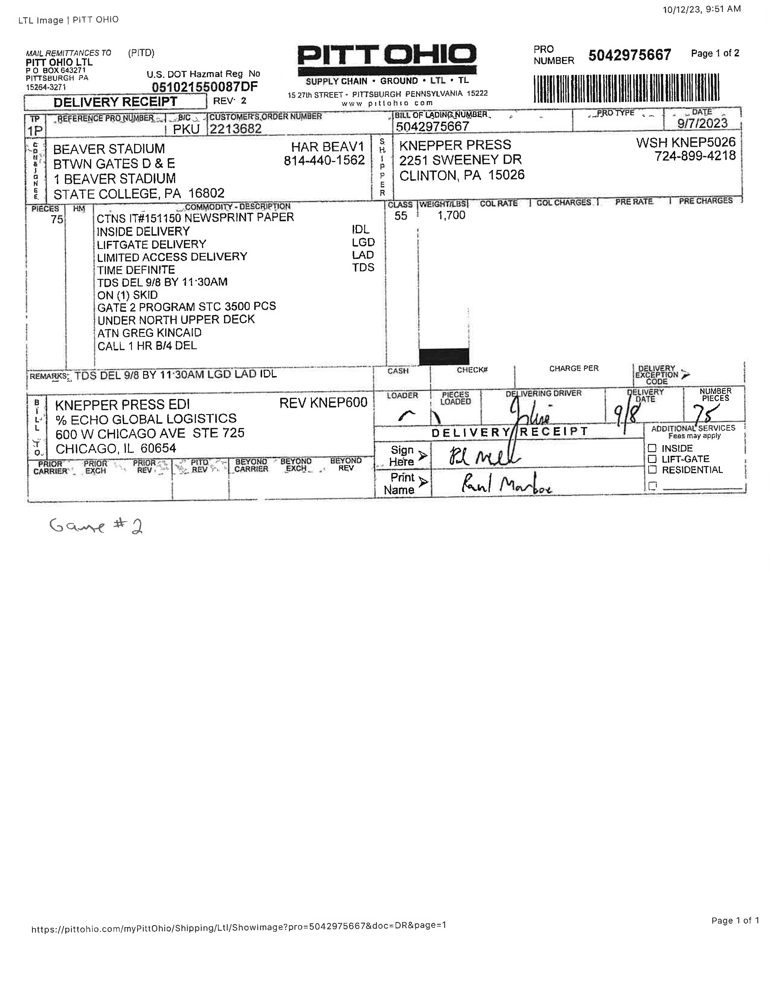 Image of Exhibit A - DELIVERY RECORD SHEET SCREEN SHOT Page 2