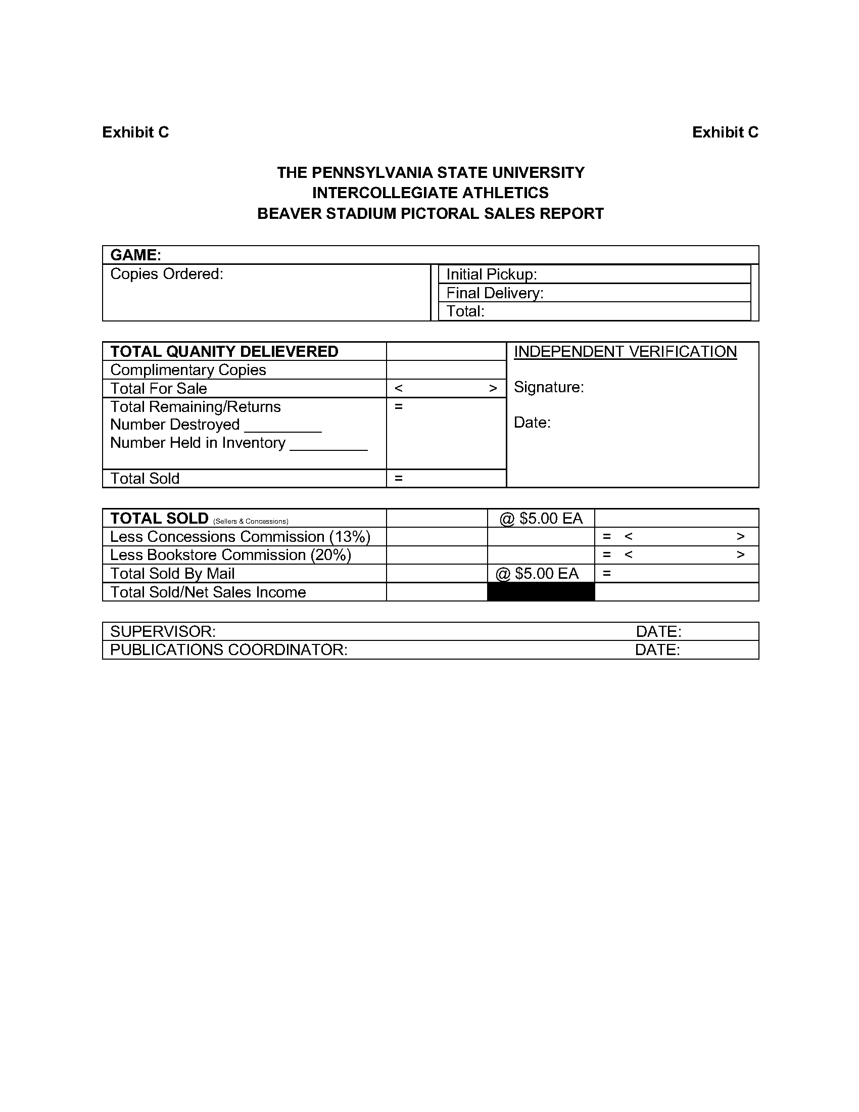 Image of Exhibit C - PICTORAL SALES REPORT