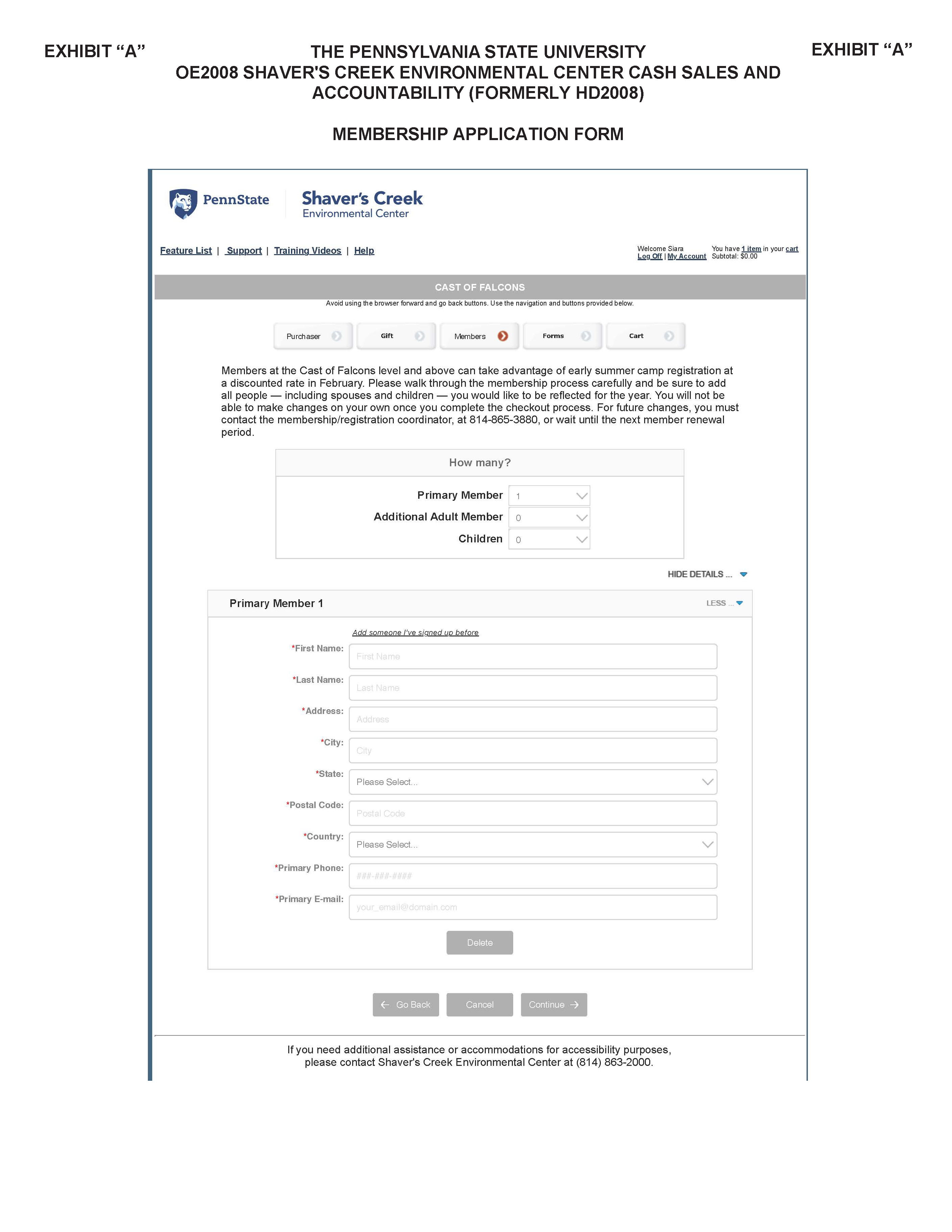 Image of Exhibit A - Membership Application Form