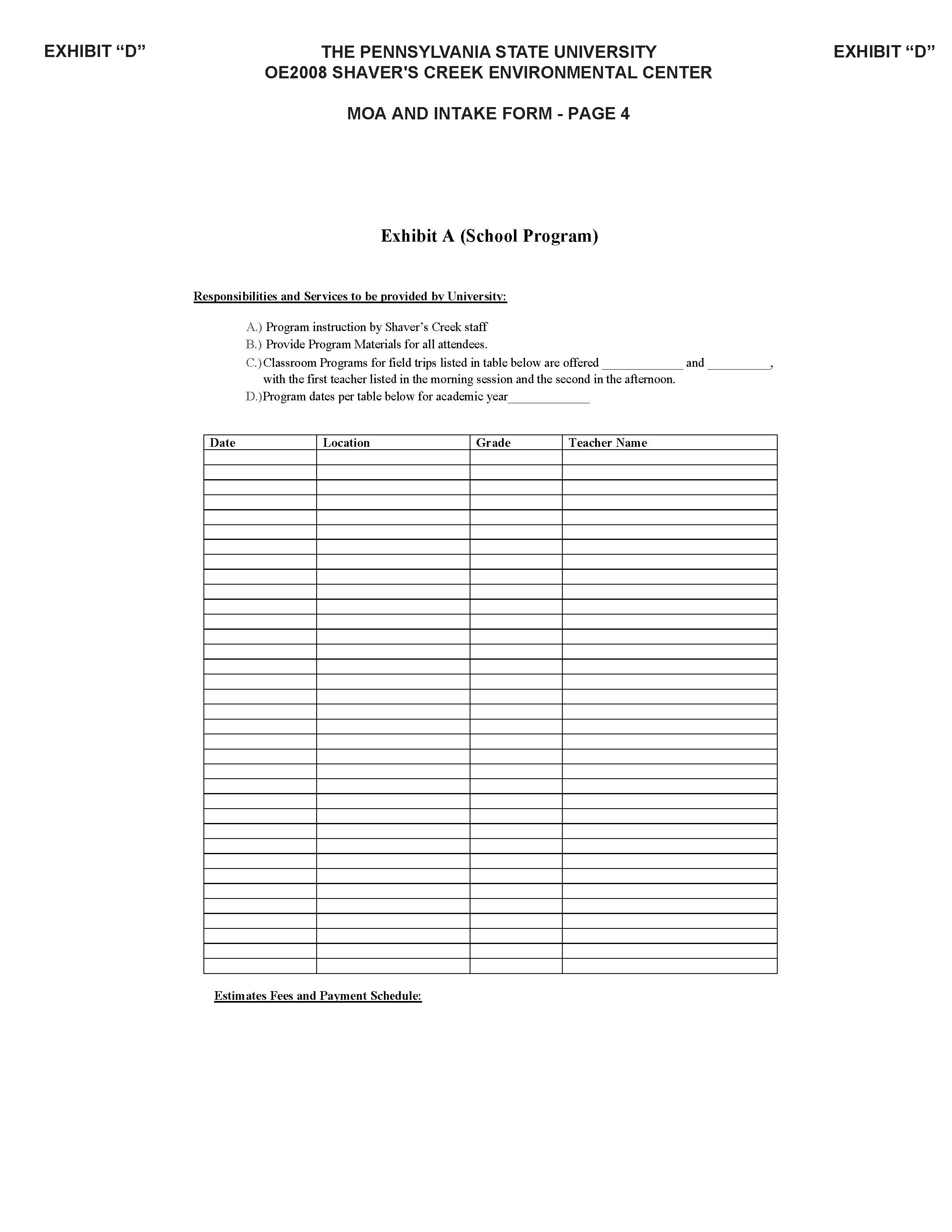 Image of Exhibit D - Memorandum of Agreement