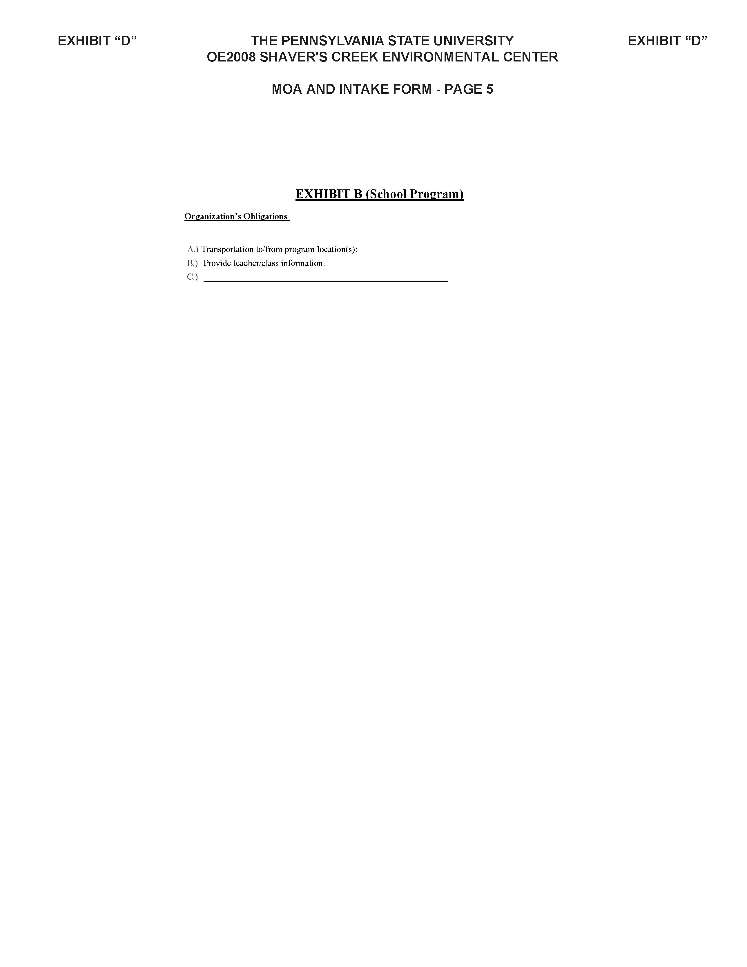 Image of Exhibit D - Memorandum of Agreement