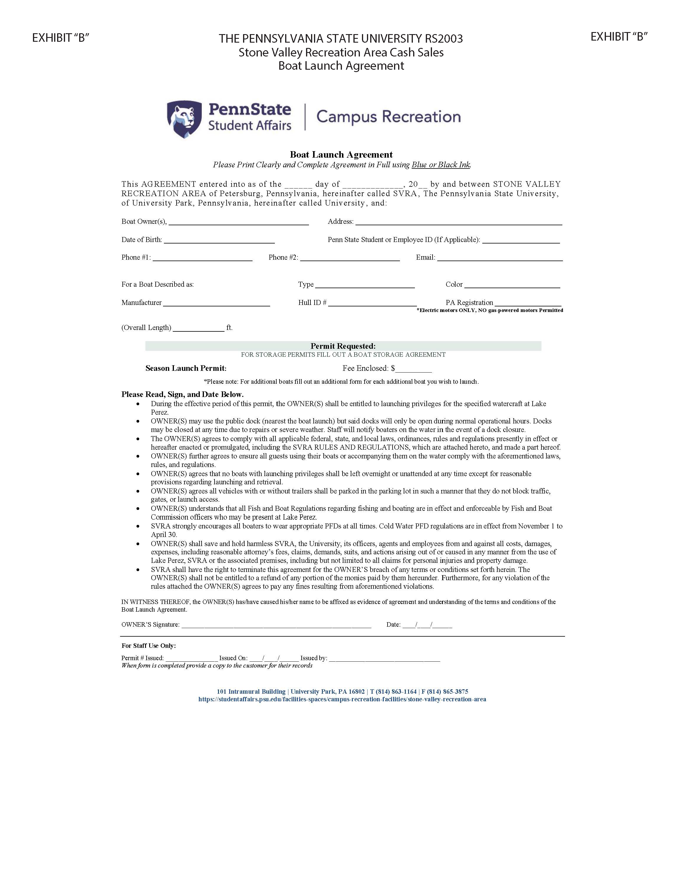 Image of Exhibit B BOAT LAUNCH AGREEMENT