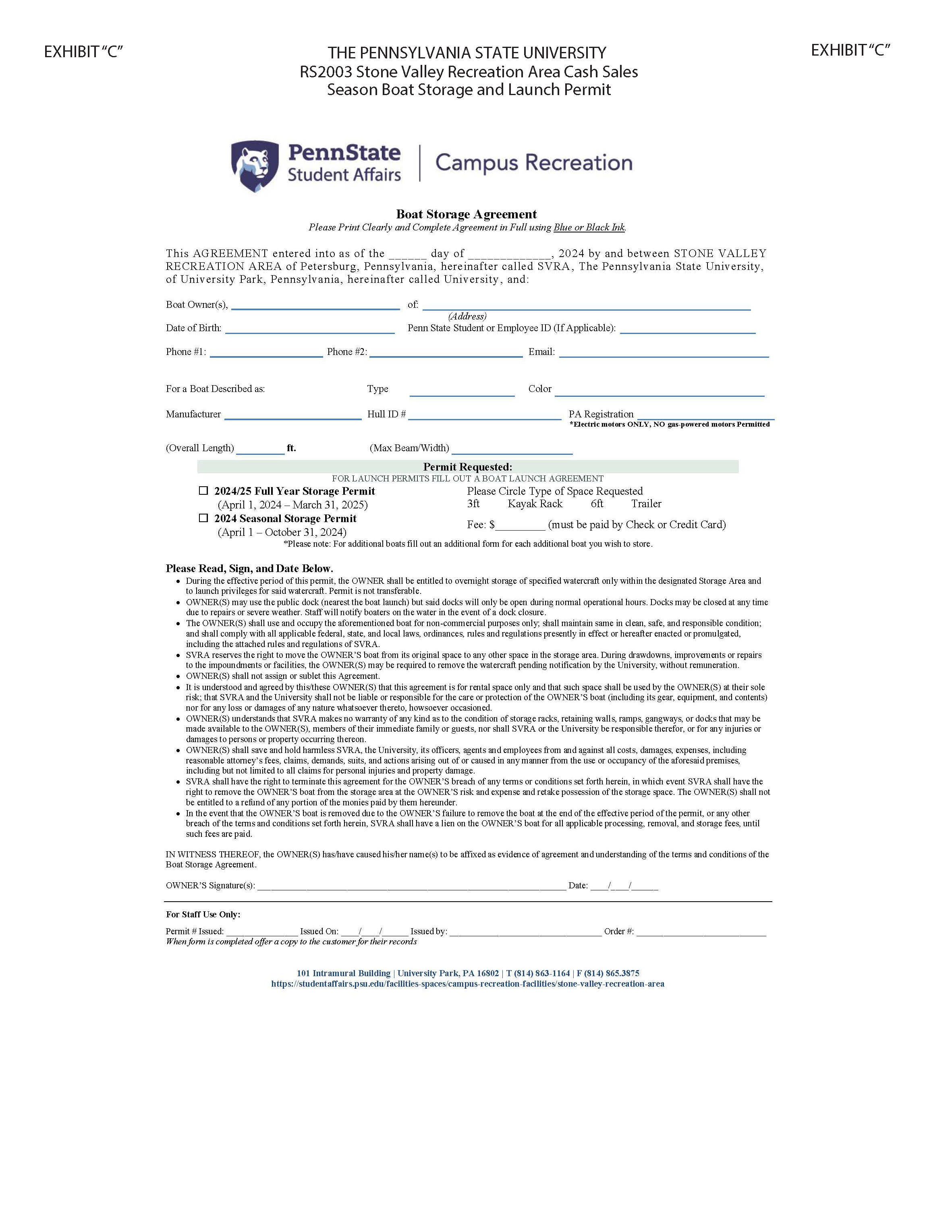Image of Exhibit C BOAT STORAGE AGREEMENT