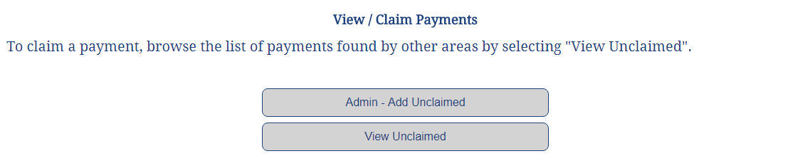 Image of View / Claim Payments Section Menu Tabs