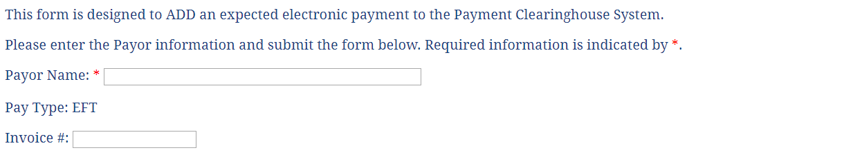 Image of Add Misdirected Payment Form