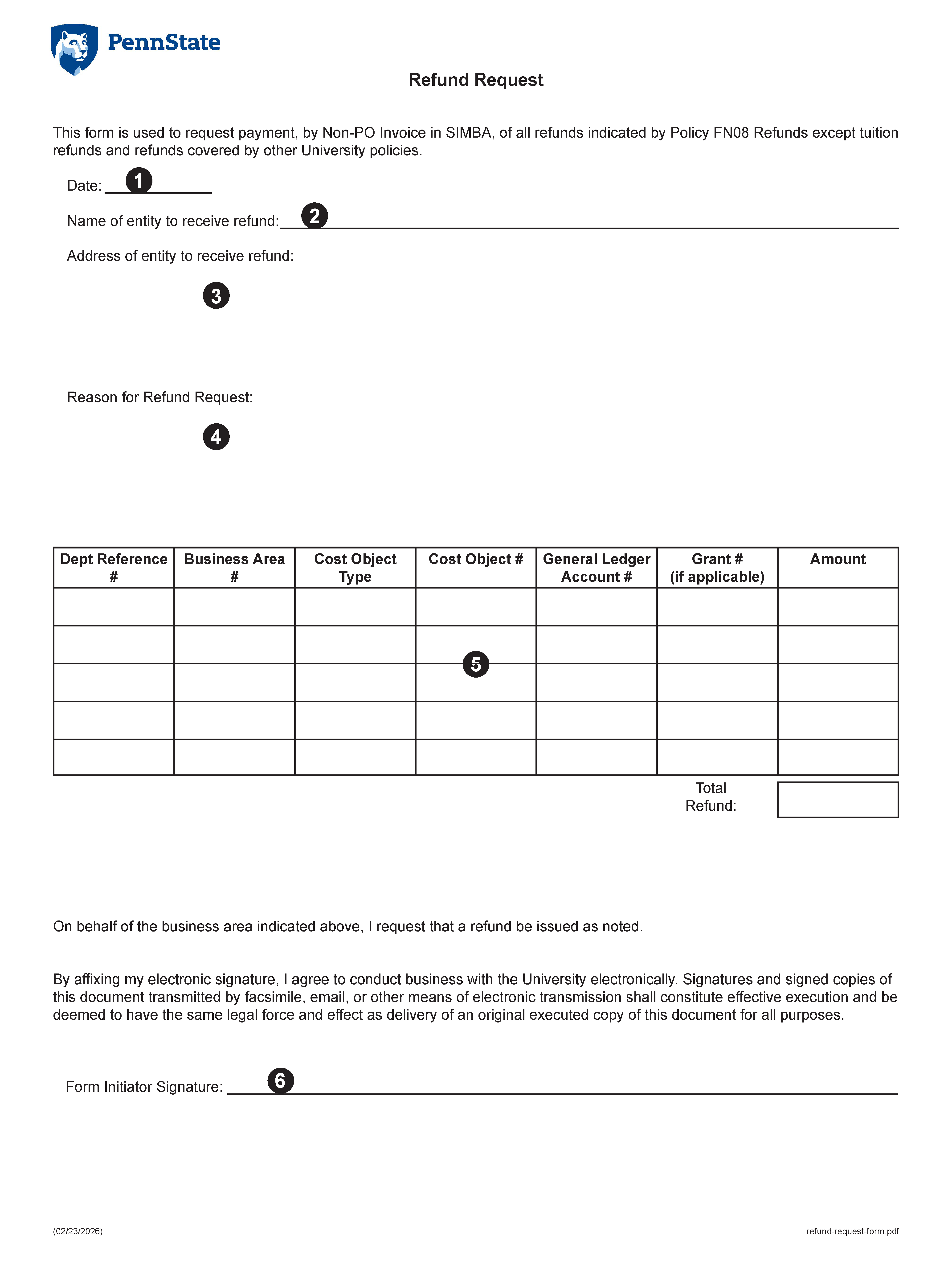 Refund Document Image of Exhibit A - Refund Request Form