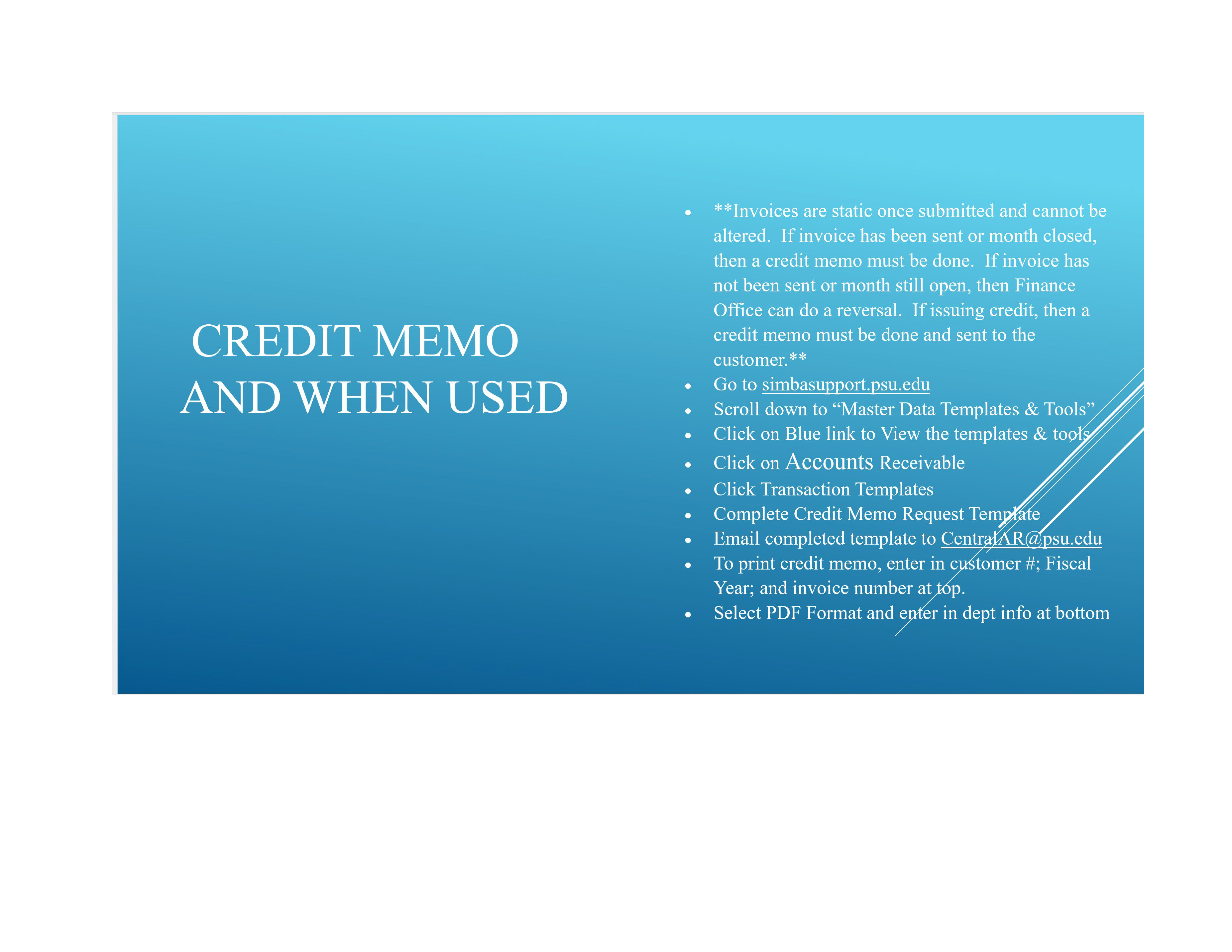 Image of Credit Memo and When Used PowerPoint Slide